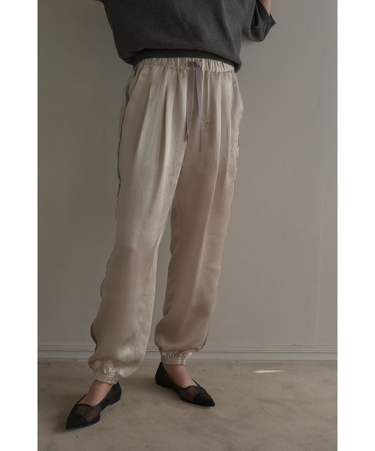 マノフ MANOF SIDE LINE SPORTS SATIN PANTS （NAVY） NAVY