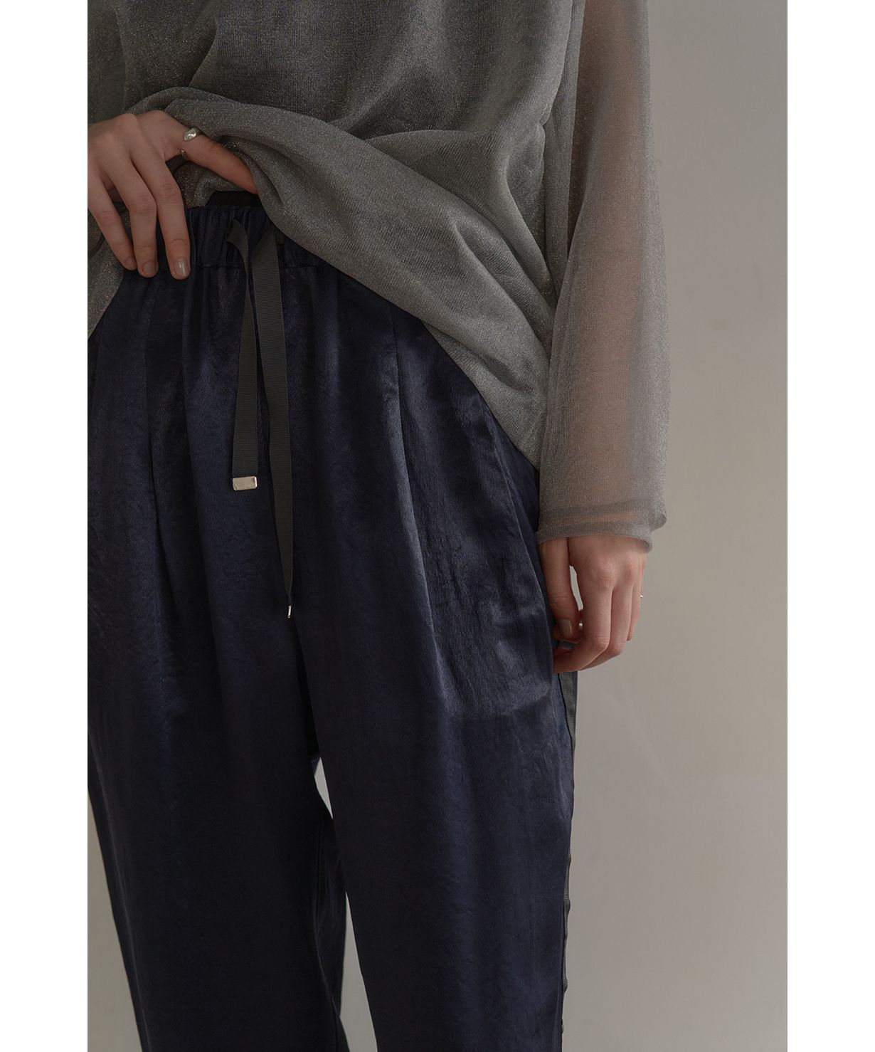 マノフ MANOF SIDE LINE SPORTS SATIN PANTS （NAVY） NAVY
