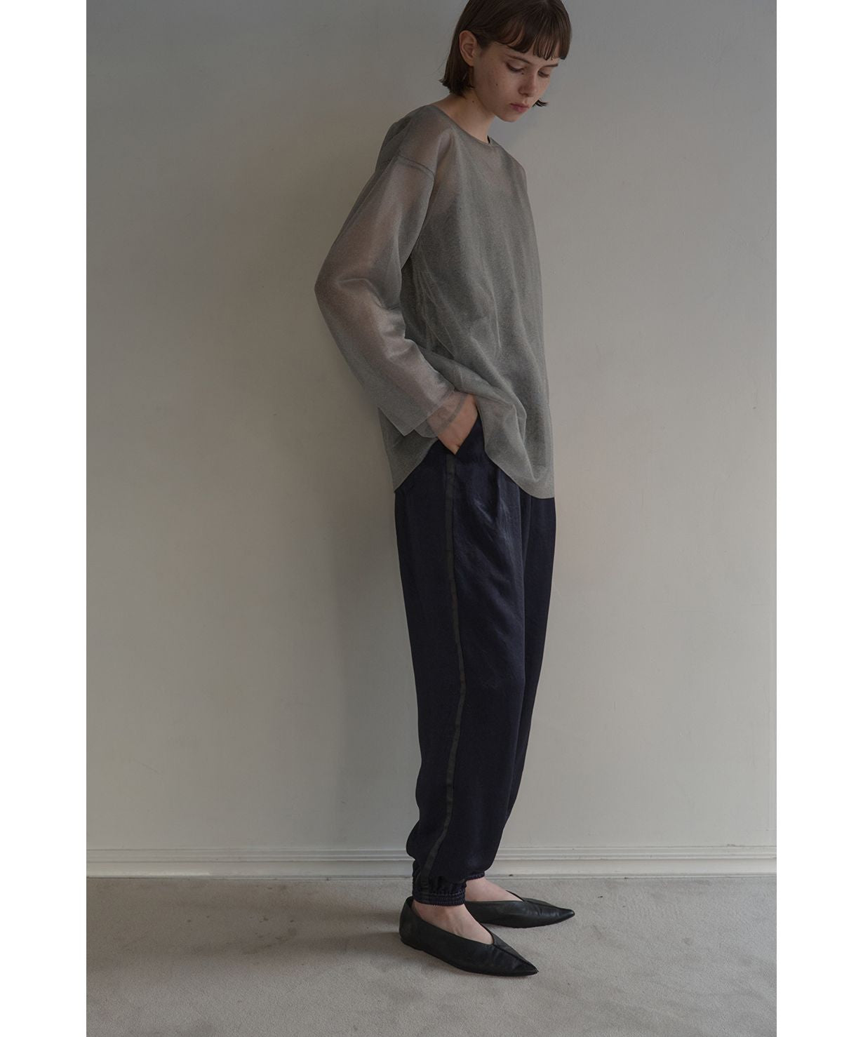 マノフ MANOF SIDE LINE SPORTS SATIN PANTS （NAVY） NAVY