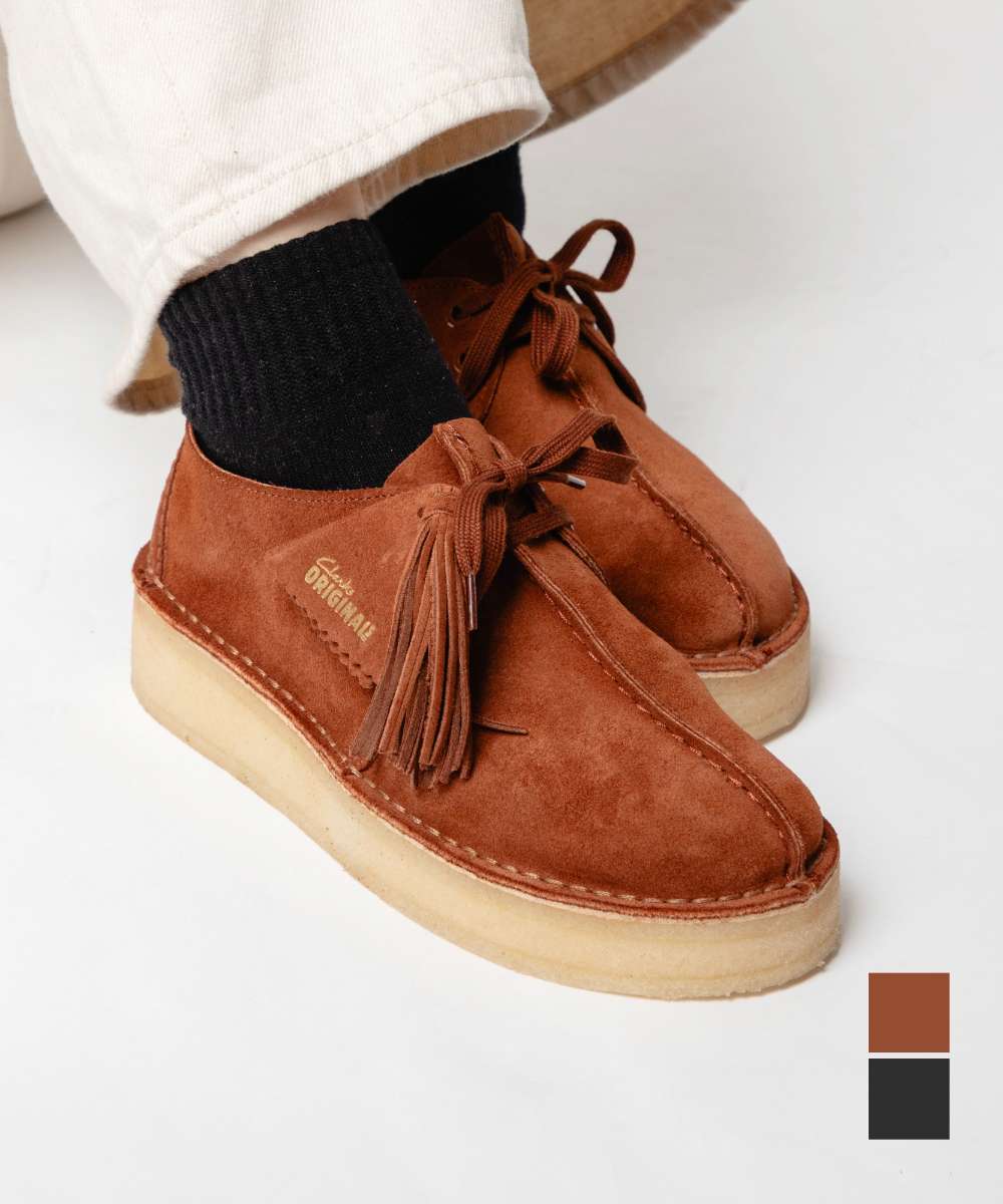 Clarks Clarks 26174019 Boots Trek Wedge. Women's Trek Wedge Thick Sole Lace-Up Round Suede