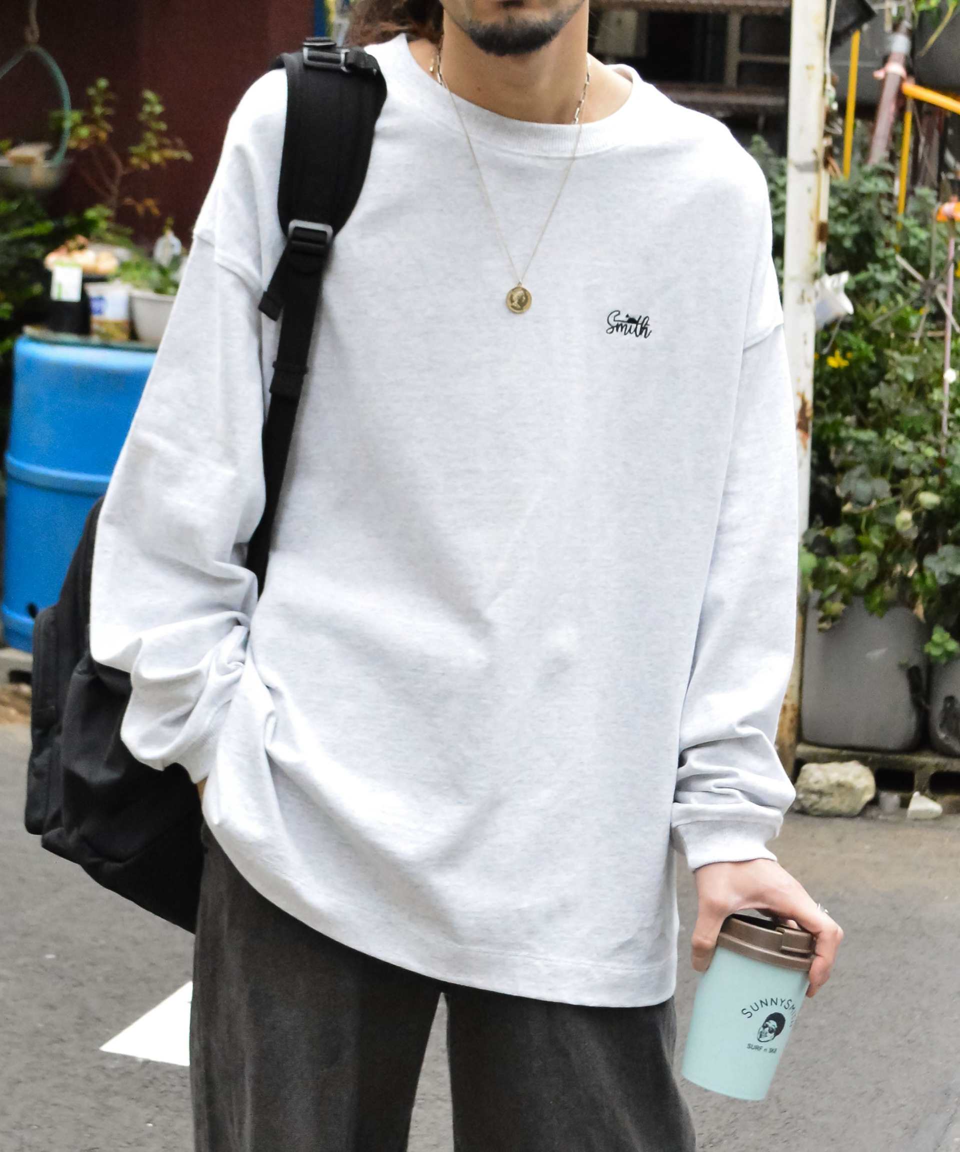 沙尼·史密斯 Sunny Smith 椰子樹圖案 雙面刺繡長袖T恤