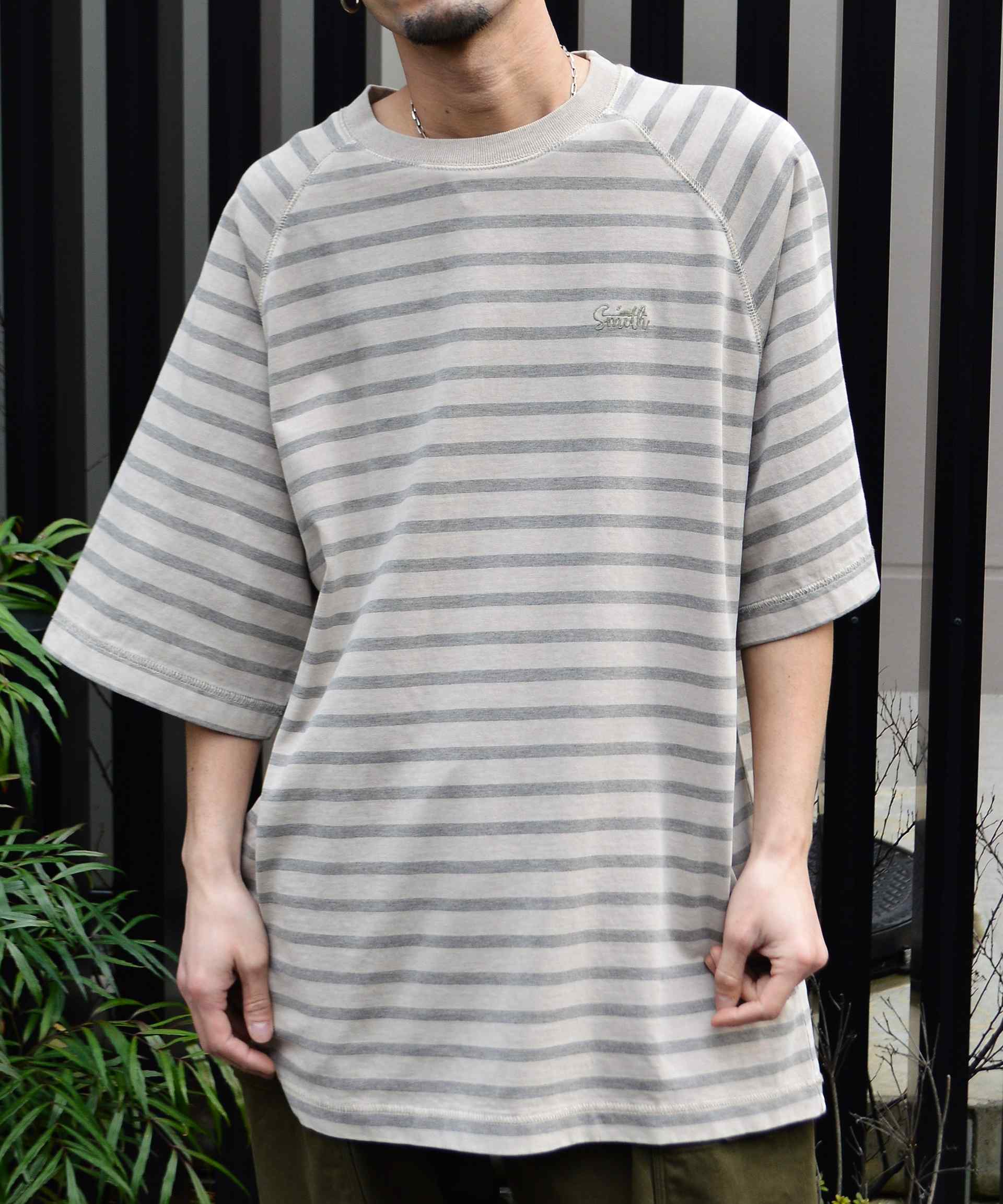 Sunny Smith Border Overdyed Raglan Logo Embroidered T-Shirt