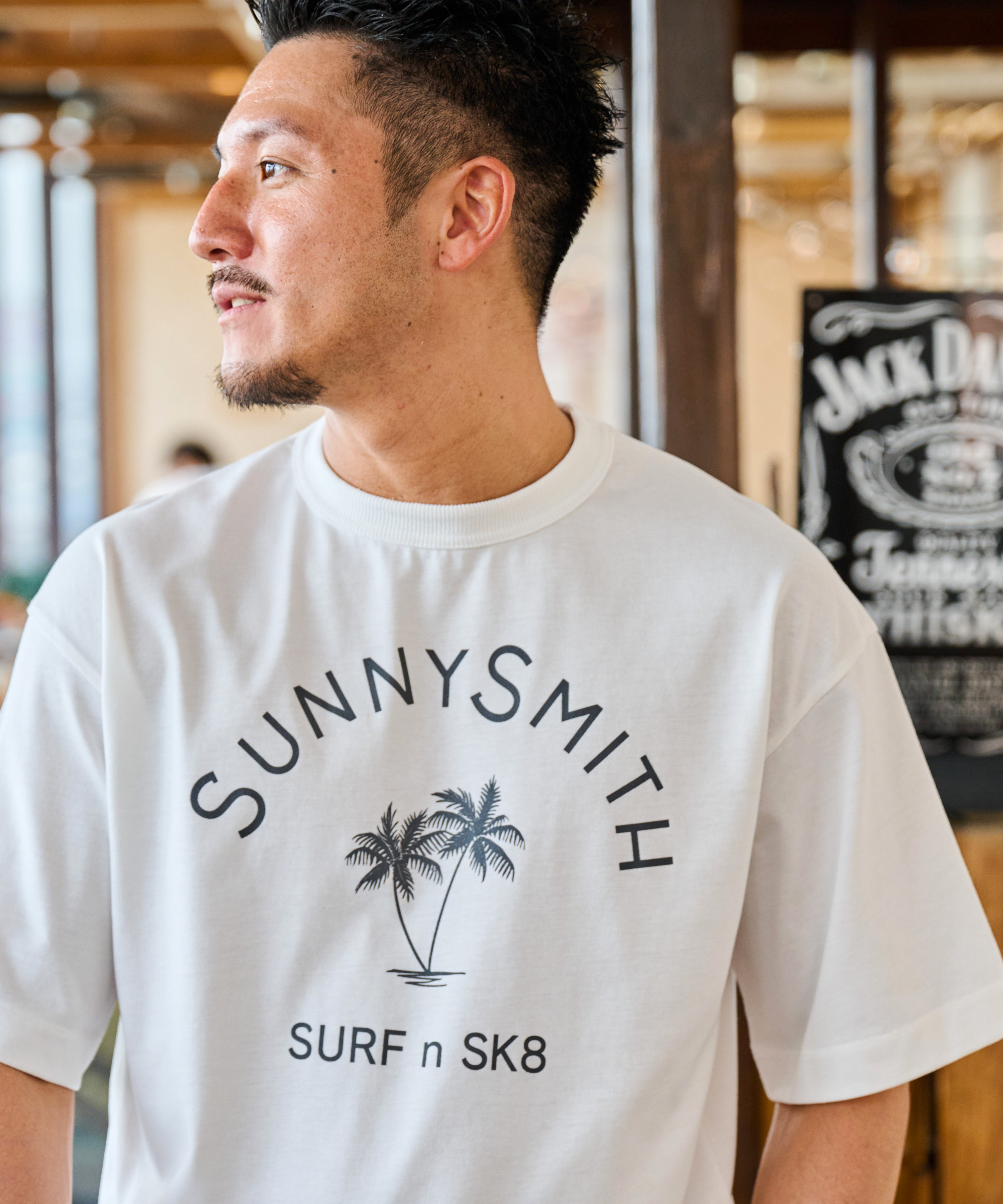サニースミス Sunny Smith ヤシの木アーチロゴプリントTシャツ （ホワイト） ホワイト