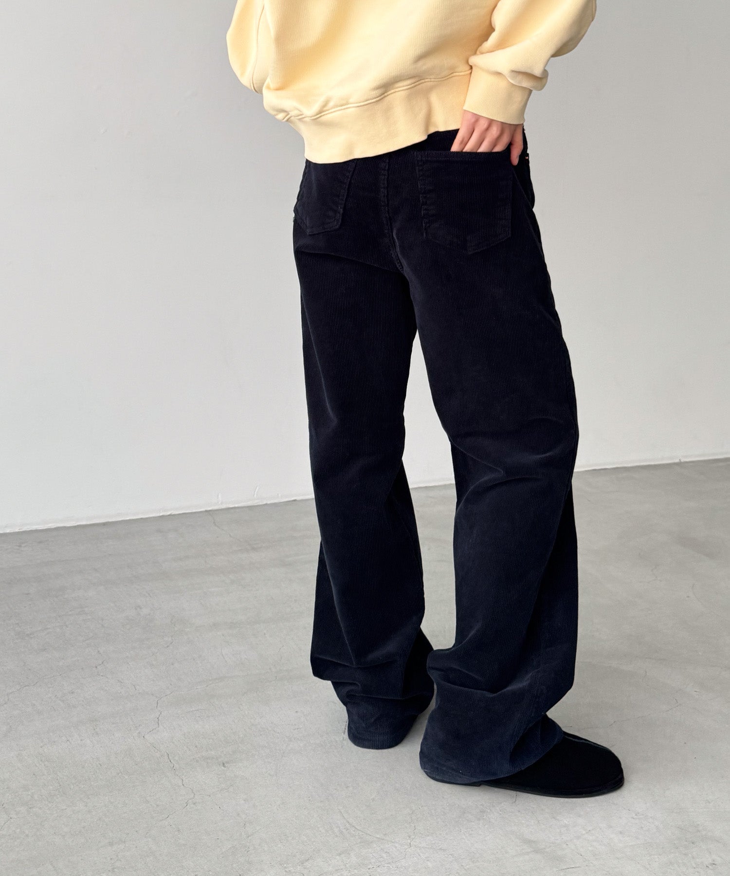 キャナルジーン CANAL JEAN El mar コーデュロイストレートパンツ （ネイビー） ネイビー