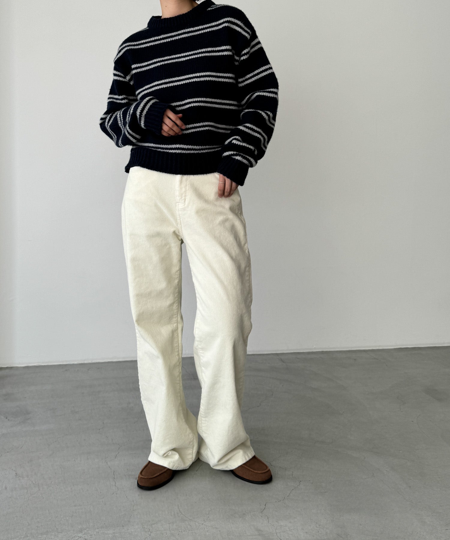 キャナルジーン CANAL JEAN El mar コーデュロイストレートパンツ （ネイビー） ネイビー