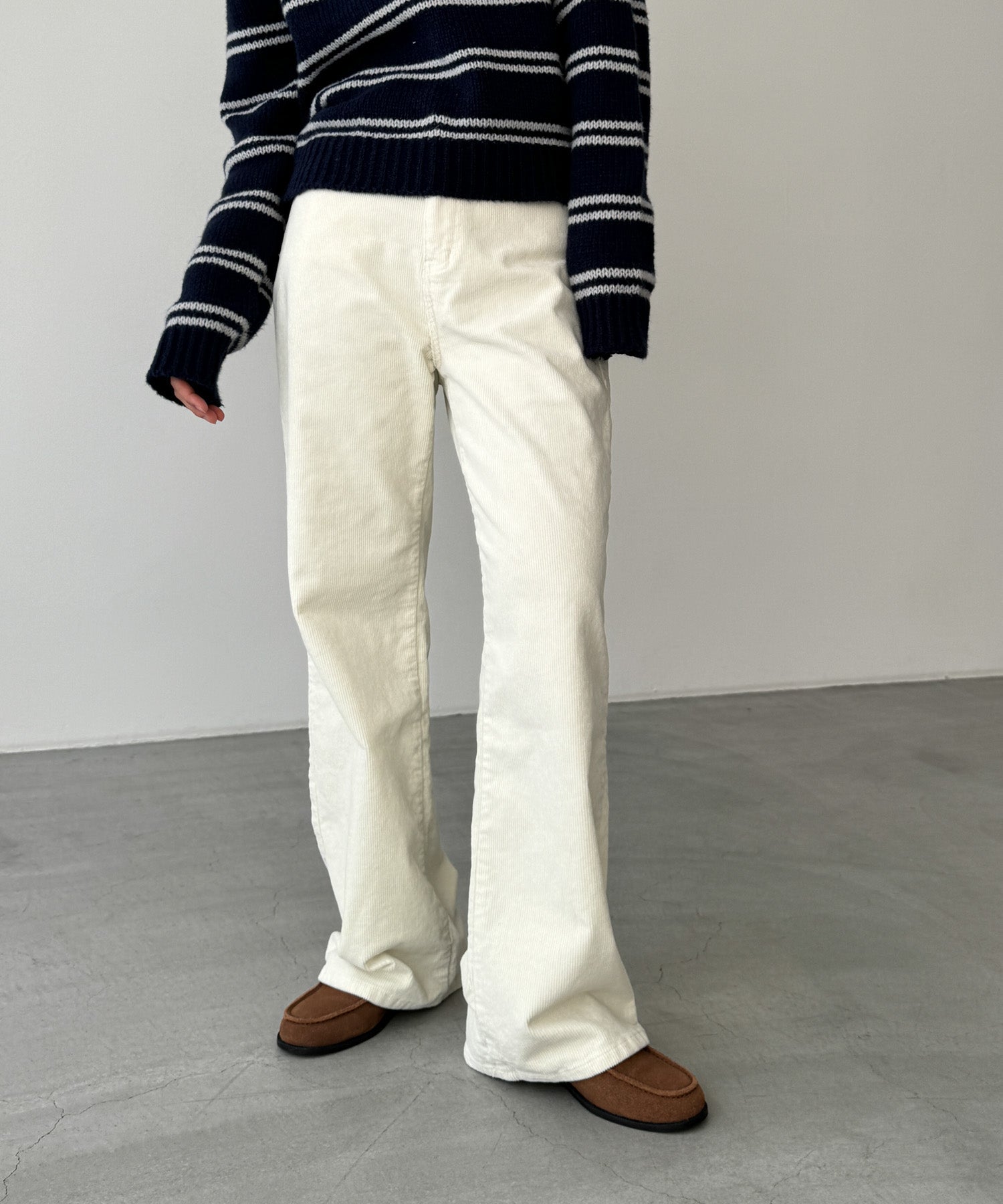 キャナルジーン CANAL JEAN El mar コーデュロイストレートパンツ （クリーム） クリーム