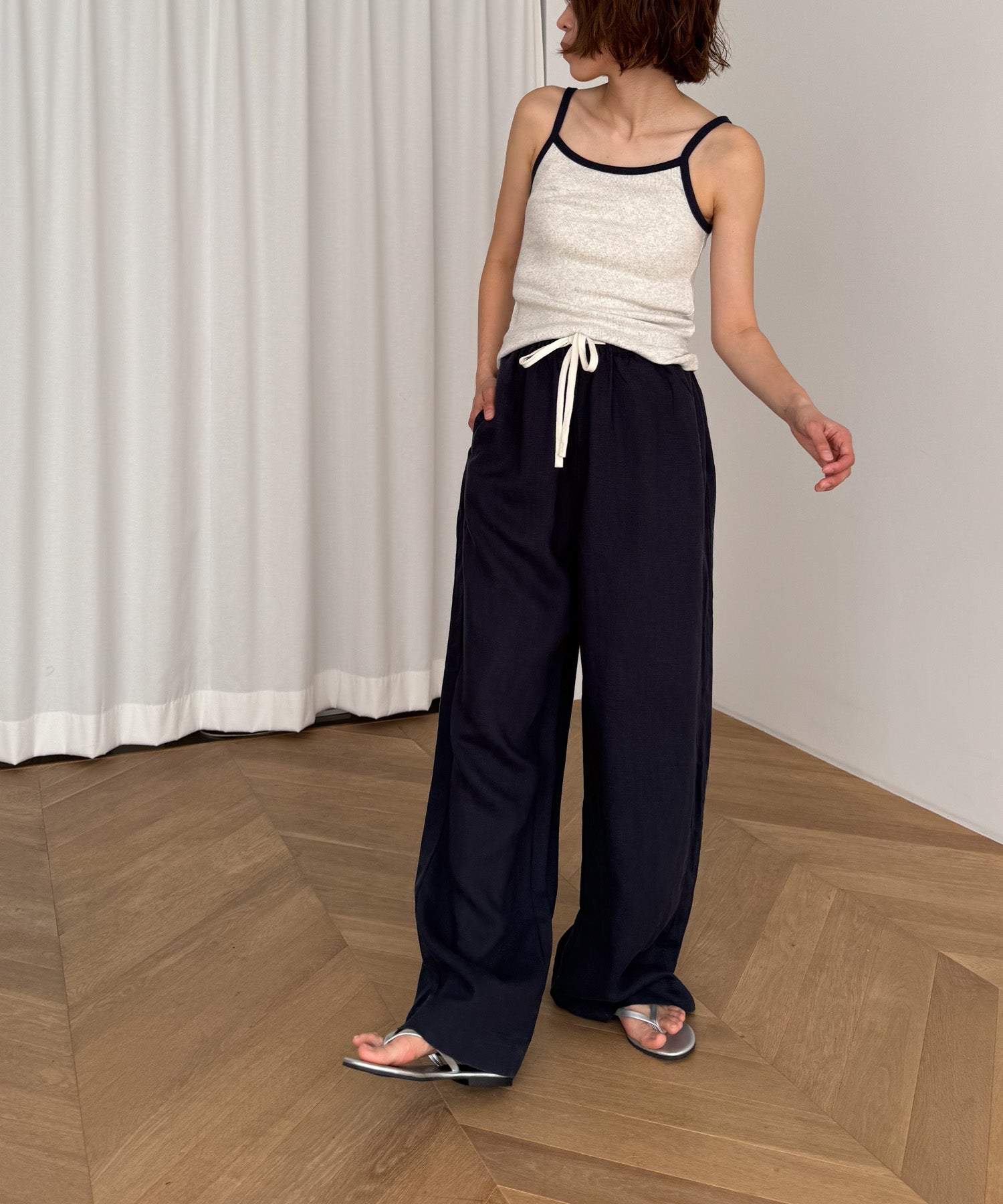 キャナルジーン CANAL JEAN El mar リネンイージーパンツ （ホワイト） ホワイト