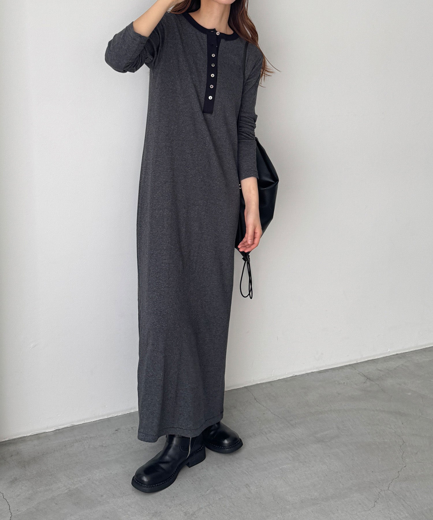 キャナルジーン CANAL JEAN Miller パネルリブヘンリーワンピース （グレー系ソノタ） グレー系ソノタ