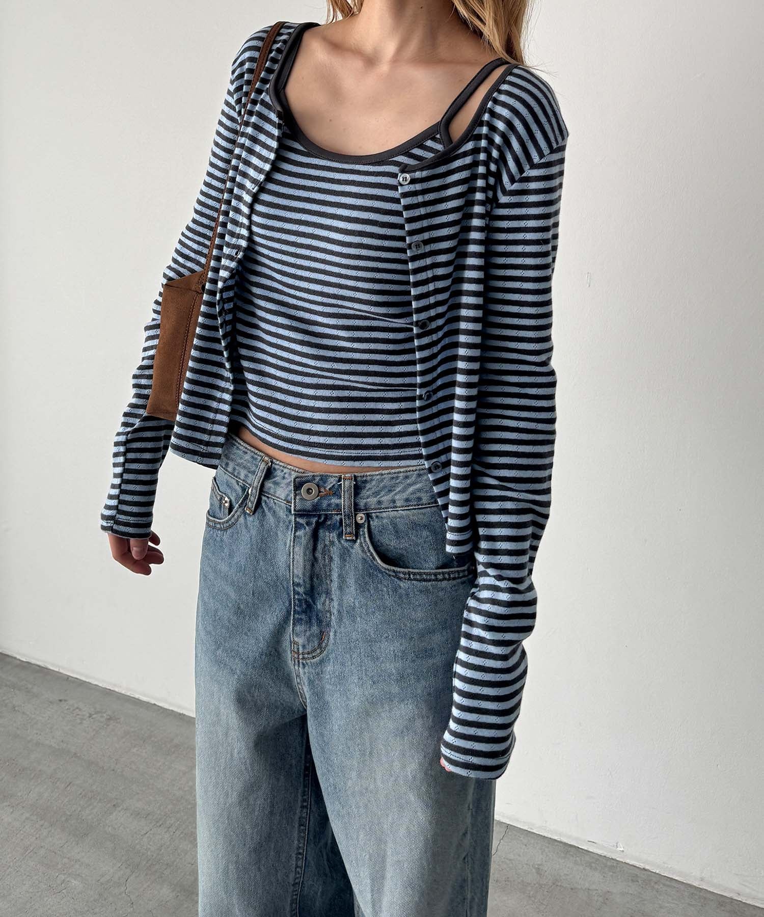 キャナルジーン CANAL JEAN HARING アイレットボーダーアンサンブル （サックスブルー） サックスブルー