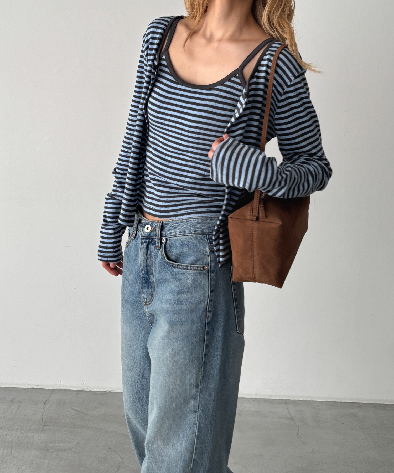 キャナルジーン CANAL JEAN HARING アイレットボーダーアンサンブル （サックスブルー） サックスブルー
