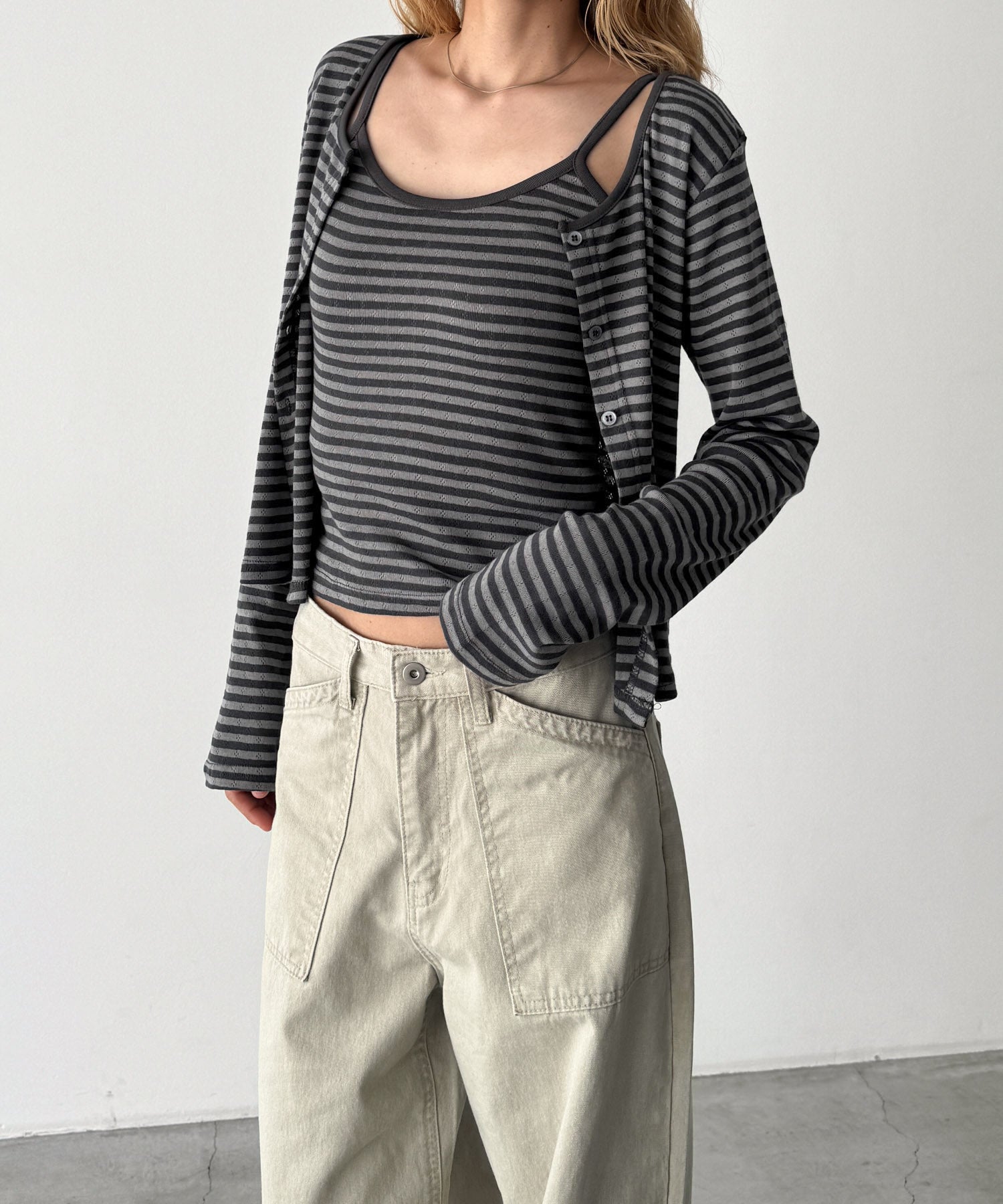 キャナルジーン CANAL JEAN HARING アイレットボーダーアンサンブル （サックスブルー） サックスブルー