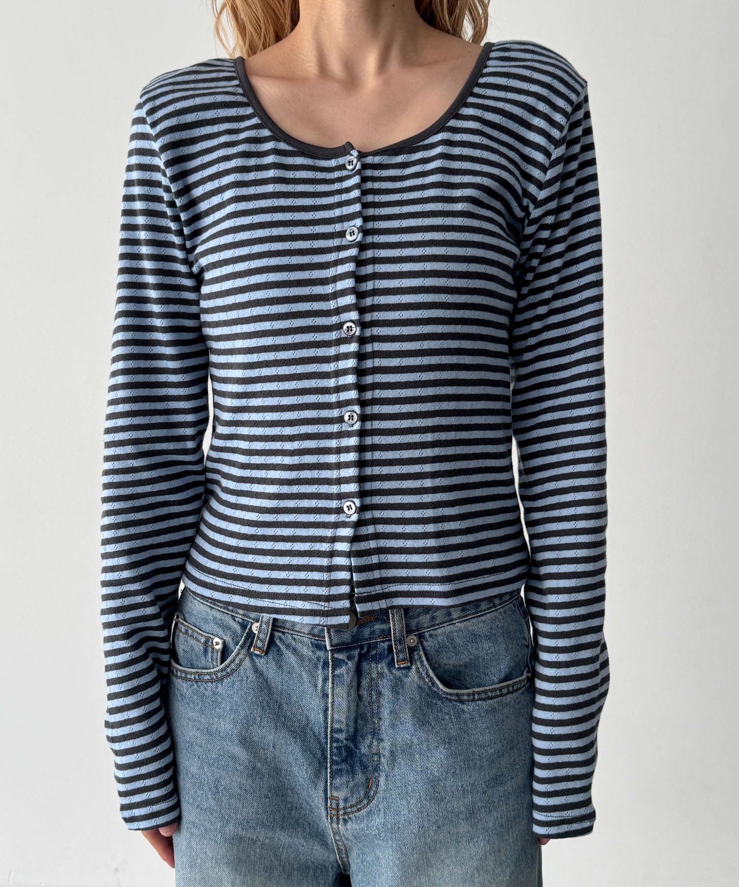 キャナルジーン CANAL JEAN HARING アイレットボーダーアンサンブル （サックスブルー） サックスブルー