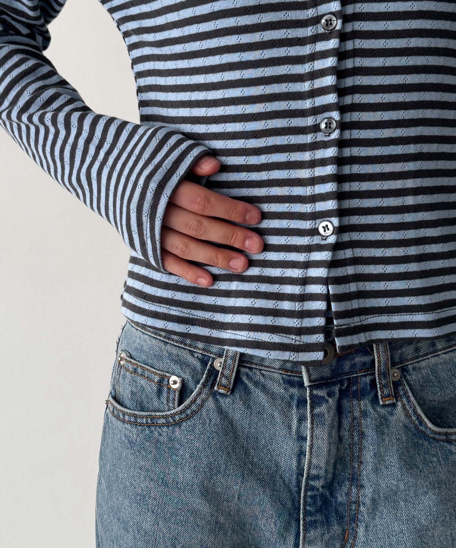 キャナルジーン CANAL JEAN HARING アイレットボーダーアンサンブル （サックスブルー） サックスブルー