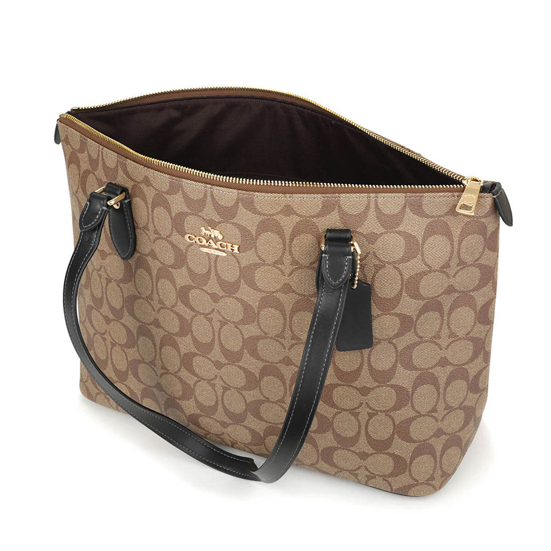 COACH COACH Tote Bag Signature Gallery Tote CS187 IMCBI KHAKI/BLACK