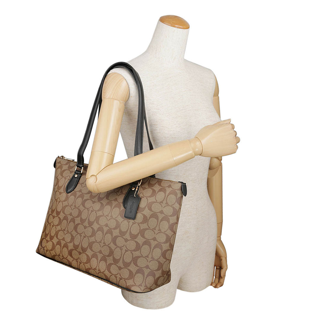 COACH COACH Tote Bag Signature Gallery Tote CS187 IMCBI KHAKI/BLACK