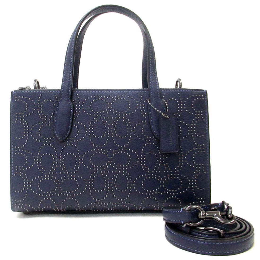 コーチ COACH コーチ レザーバッグ  COACH アウトレット シグネチャー リベット ニーナ スモール トート バッグ ショルダーバッグ CX266 QBPVH （トゥルーネイビー） トゥルーネイビー