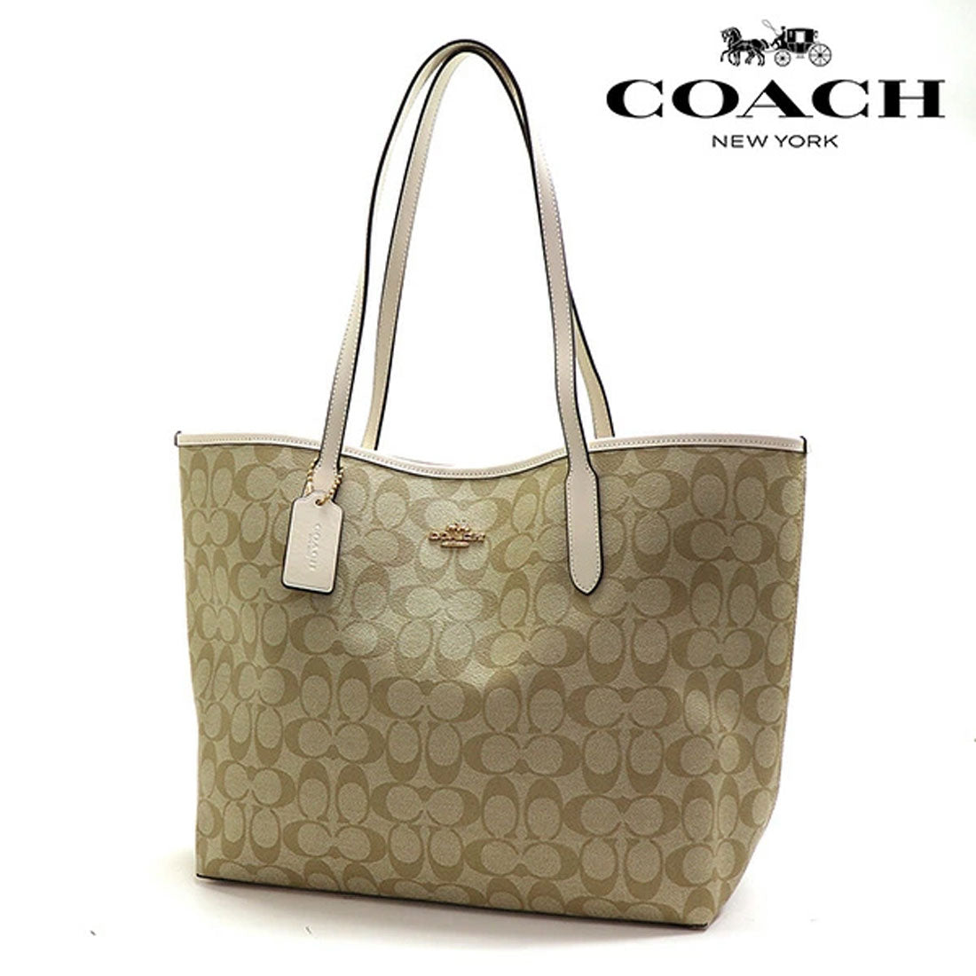 COACH COACH COACH Tote Bag for Women COACH Light Khaki Chalk 5696 IMDQC