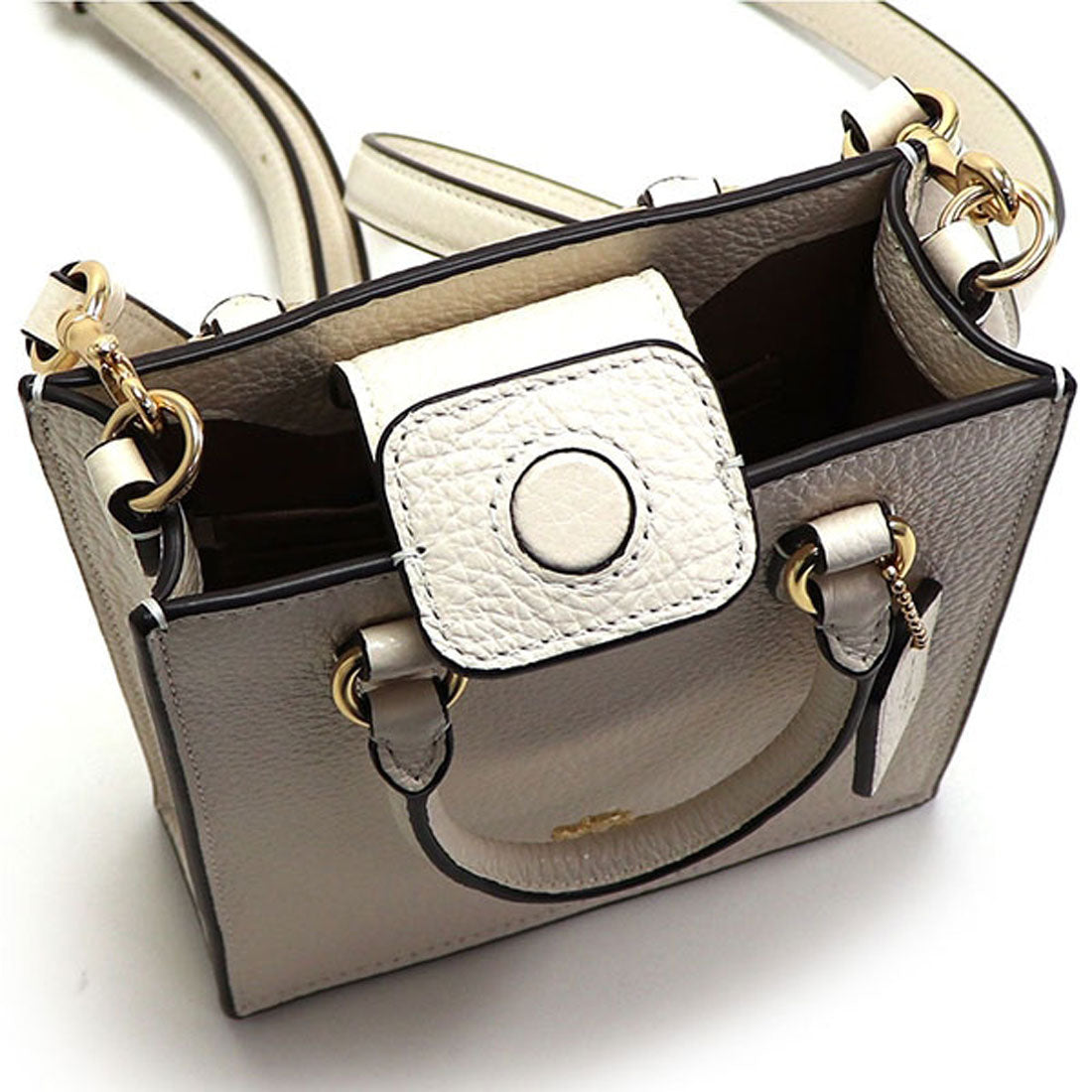 Coach COACH Coach Mini Handbag for Women COACH 2Way Shoulder Bag North South Mini Tote Chalk CJ500 IMCHK