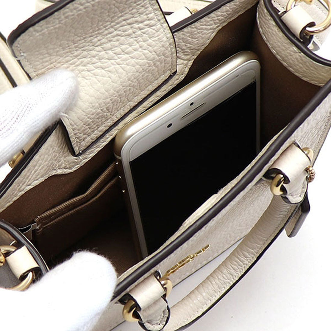 Coach COACH Coach Mini Handbag for Women COACH 2Way Shoulder Bag North South Mini Tote Chalk CJ500 IMCHK