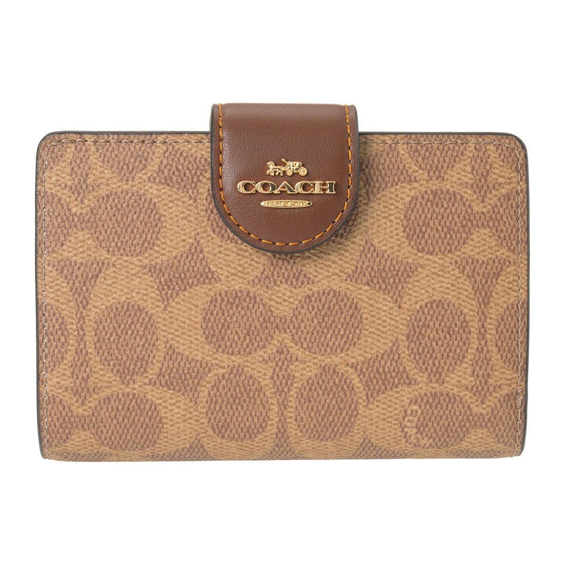 コーチ COACH 2つ折り財布 シグネチャー キャンバス ミディアム コーナー ジップ CW786 IMXHE TAN/BROWN