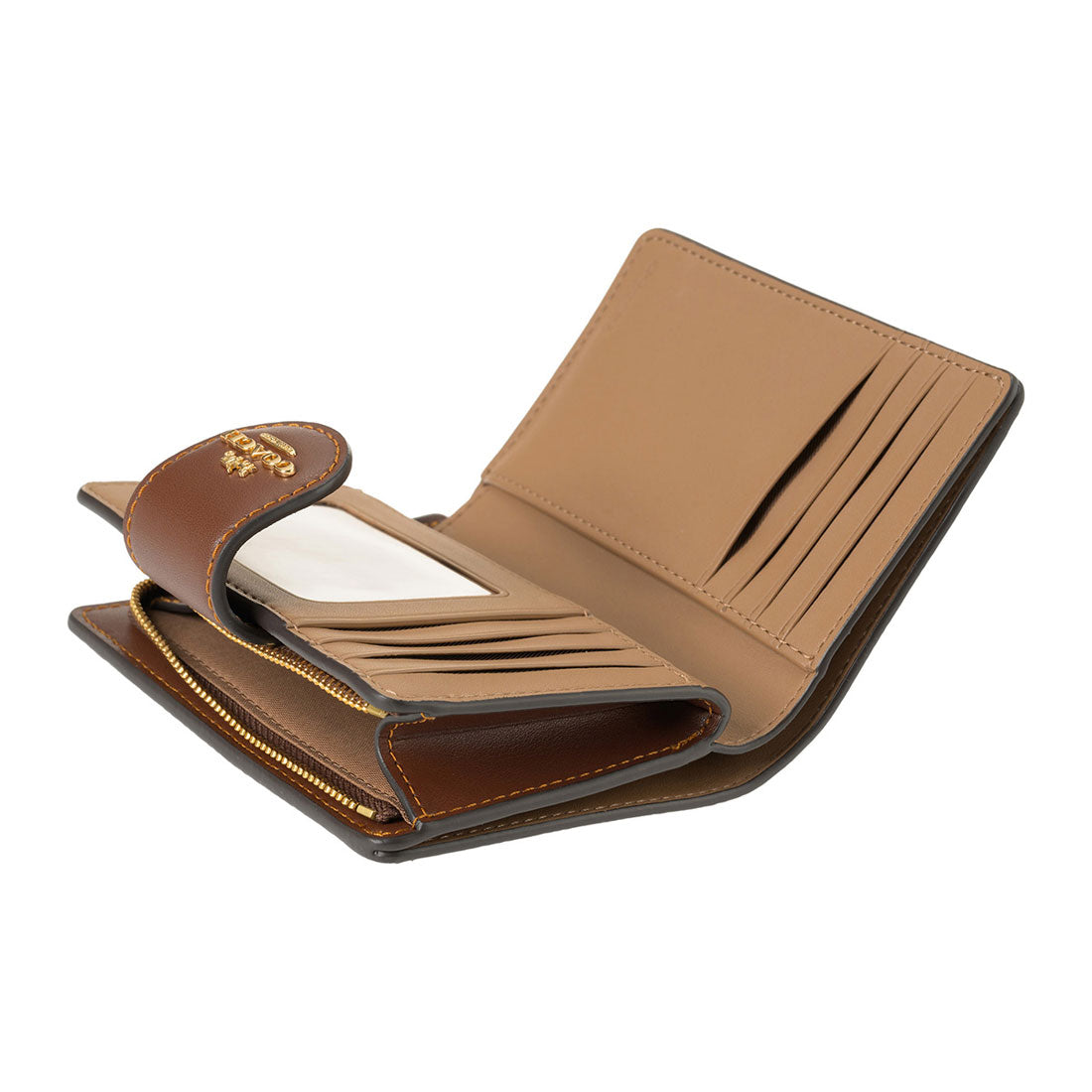 コーチ COACH 2つ折り財布 シグネチャー キャンバス ミディアム コーナー ジップ CW786 IMXHE TAN/BROWN