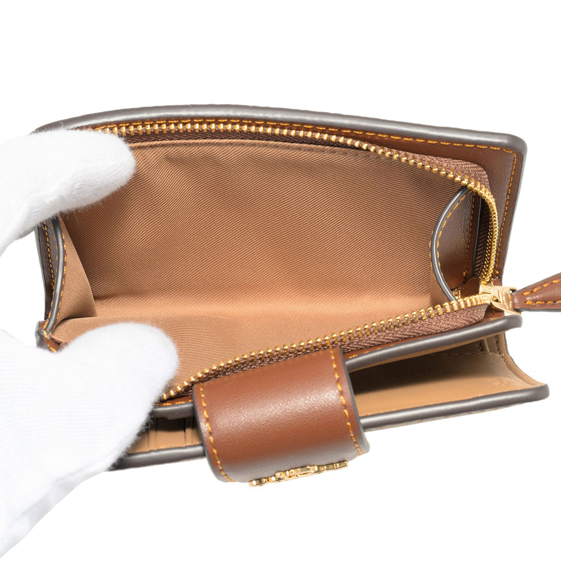 コーチ COACH 2つ折り財布 シグネチャー キャンバス ミディアム コーナー ジップ CW786 IMXHE TAN/BROWN