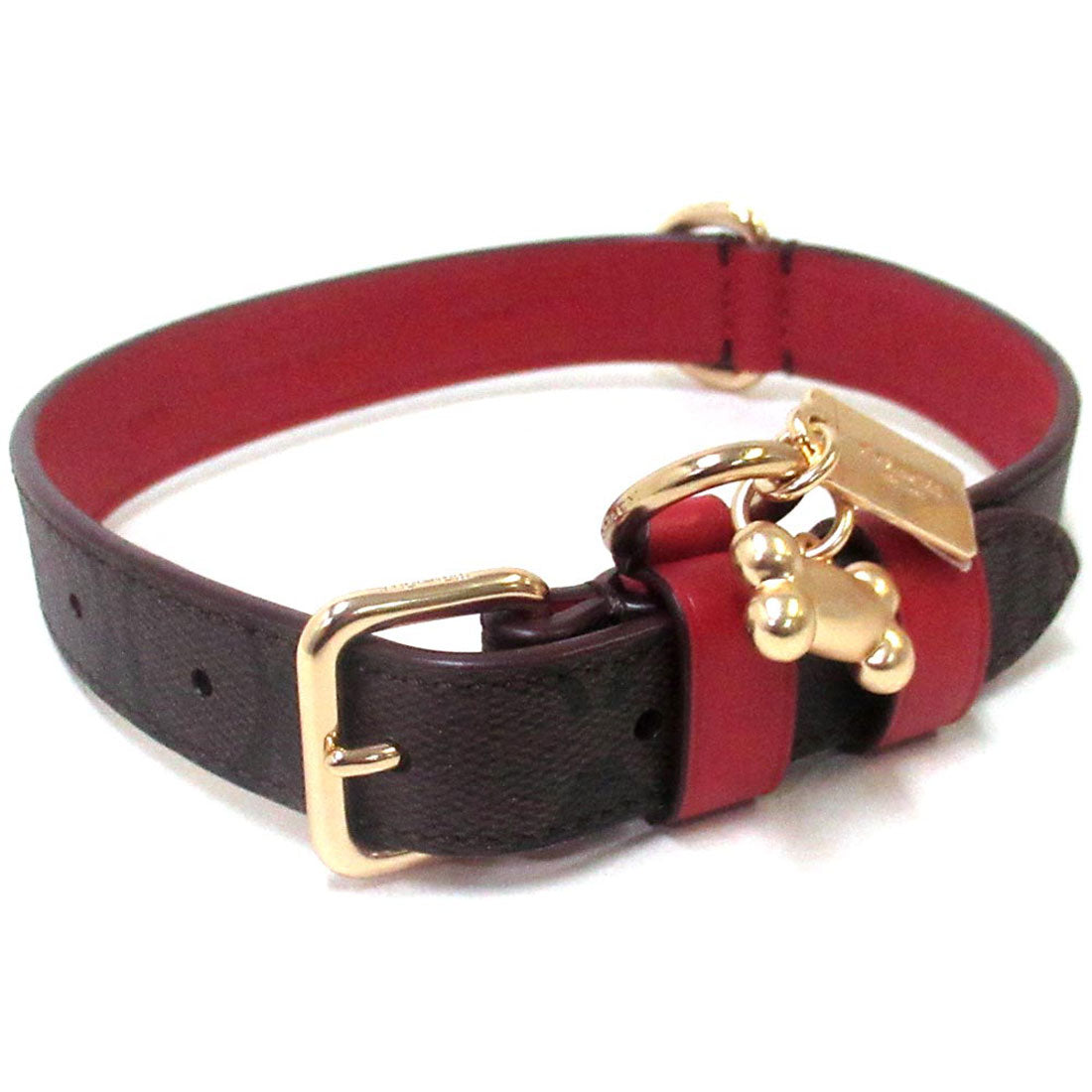 コーチ COACH コーチ 犬の首輪 COACH アウトレット シグネチャー スモール ペット 中型犬 ドッグカラー ペット用品 CH146 IMVGA M【返品不可商品】 （ブラウンブラック×レッドアップル） ブラウンブラック×レッドアップル