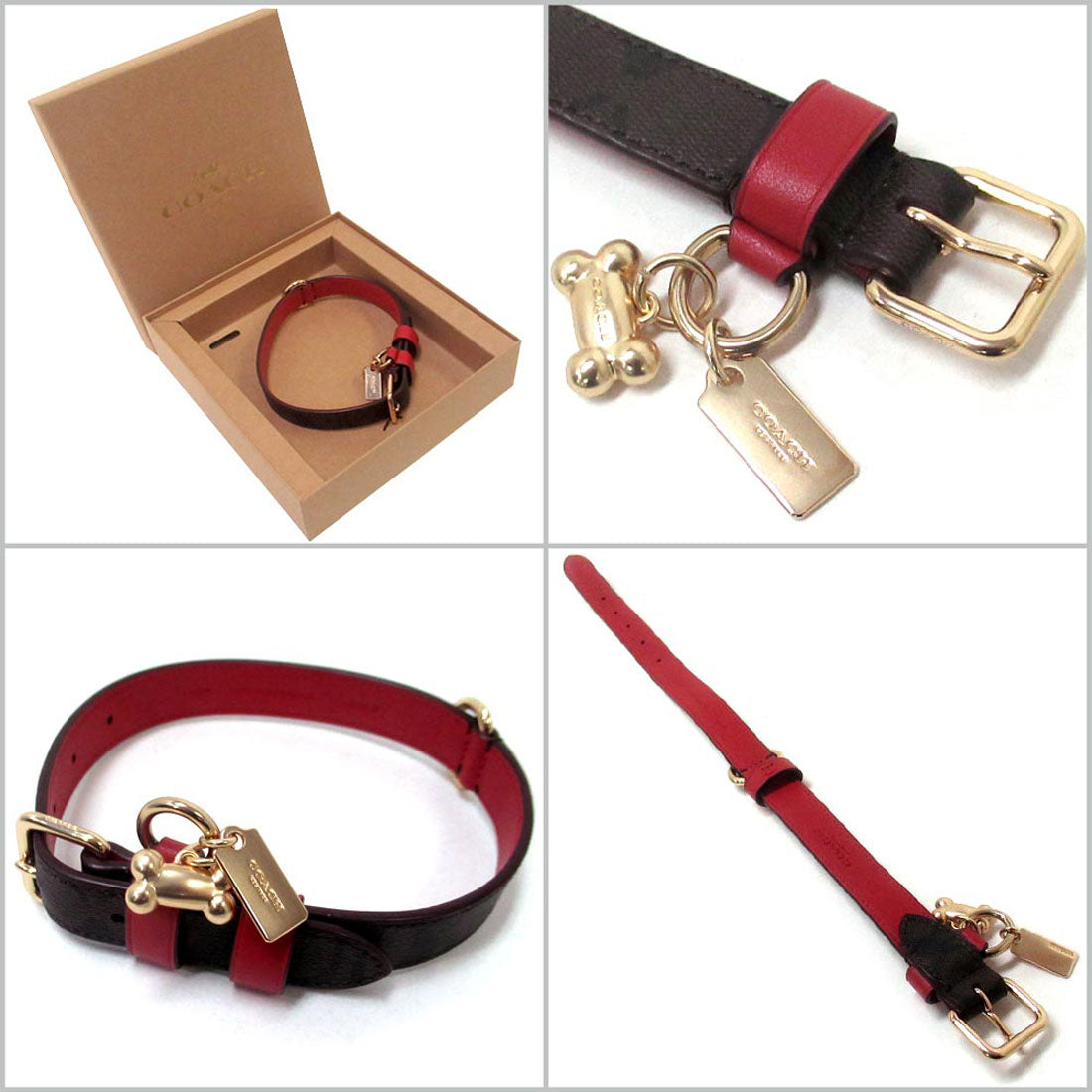 コーチ COACH コーチ 犬の首輪 COACH アウトレット シグネチャー スモール ペット 中型犬 ドッグカラー ペット用品 CH146 IMVGA M【返品不可商品】 （ブラウンブラック×レッドアップル） ブラウンブラック×レッドアップル