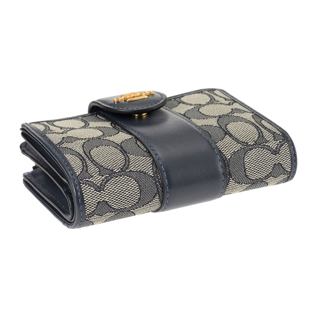 COACH COACH 2-Fold Wallet Signature Jacquard Medium Corner Zip Wallet - Signature Jacquard CU987 IMX1X NAVY/MIDNIGHT NAVY