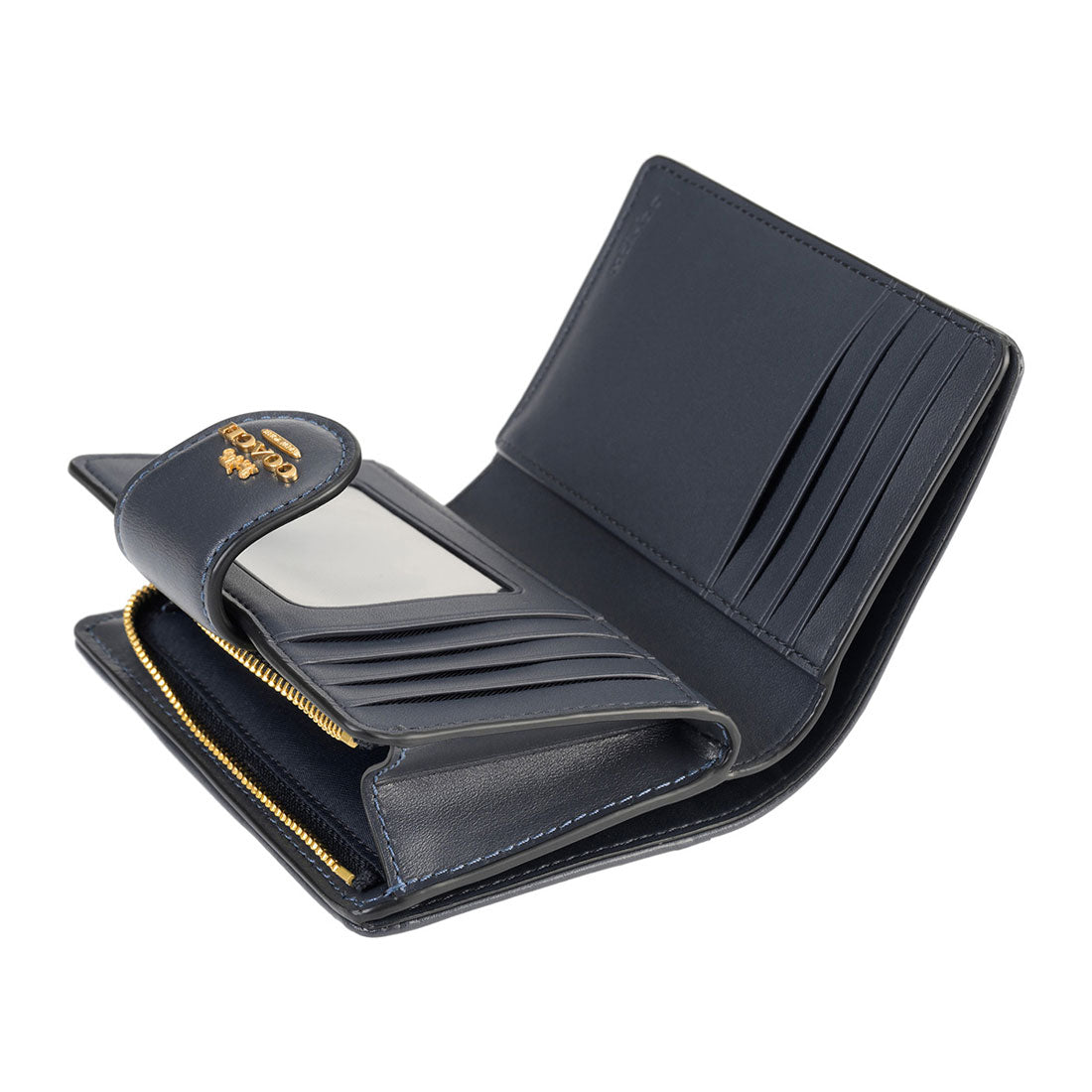 COACH COACH 2-Fold Wallet Signature Jacquard Medium Corner Zip Wallet - Signature Jacquard CU987 IMX1X NAVY/MIDNIGHT NAVY