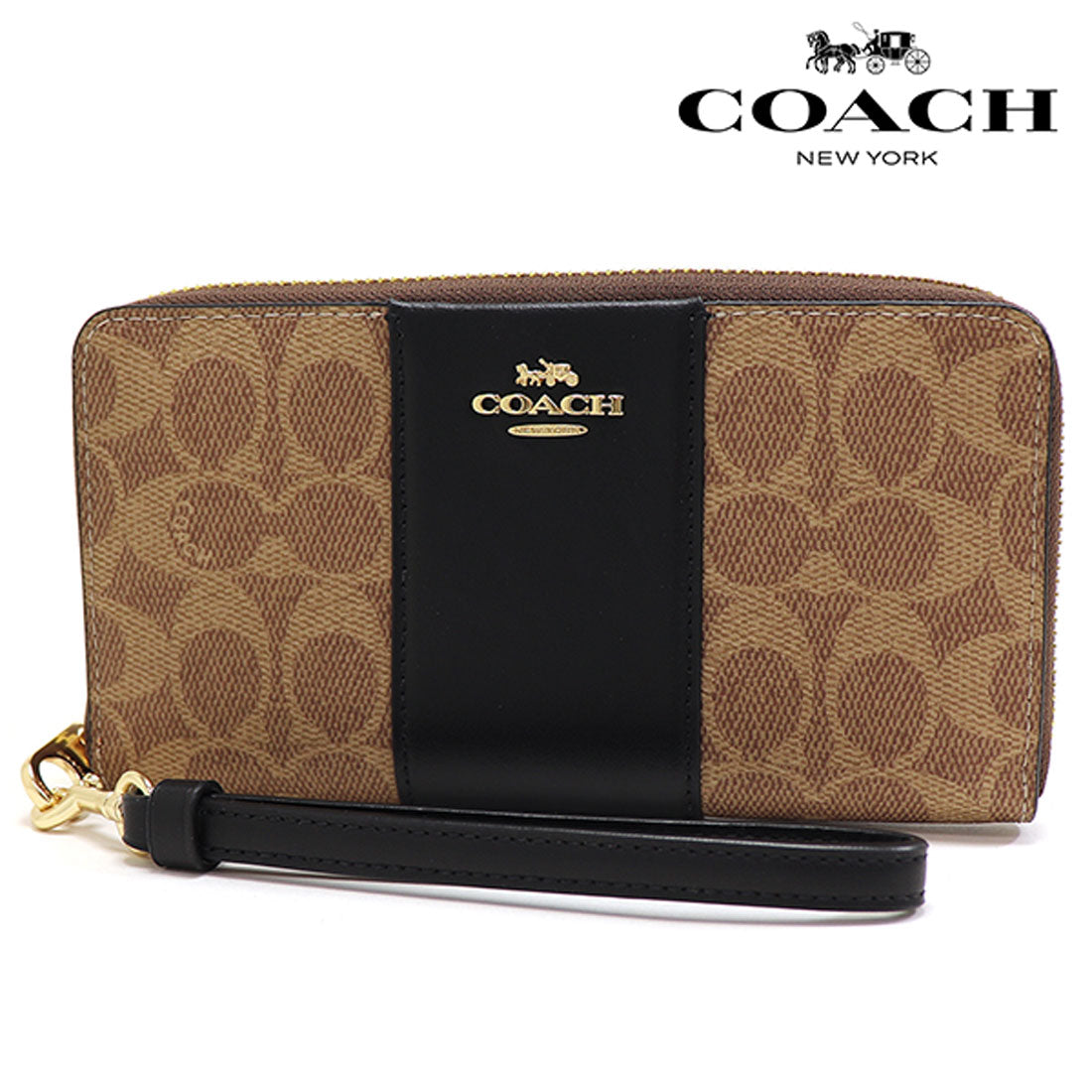 コーチ COACH コーチ 長財布 レディース COACH Wallet ラウンドファスナー タン×ブラック CW947 IMQRX