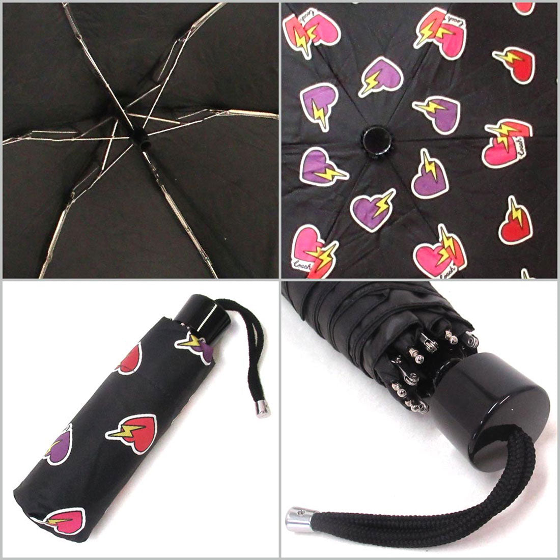 COACH COACH COACH Casa COACH Outlet UV Cut Rain and Shine Compatible Heart Bolt Print Mini Umbrella Folding Umbrella CW556 SVA47