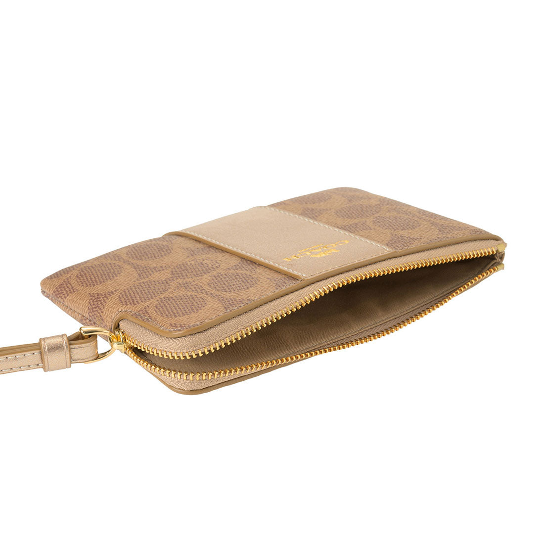 COACH COACH Pouch Signature Canvas Corner Zip Wristlet CX255 IMXD3 TAN