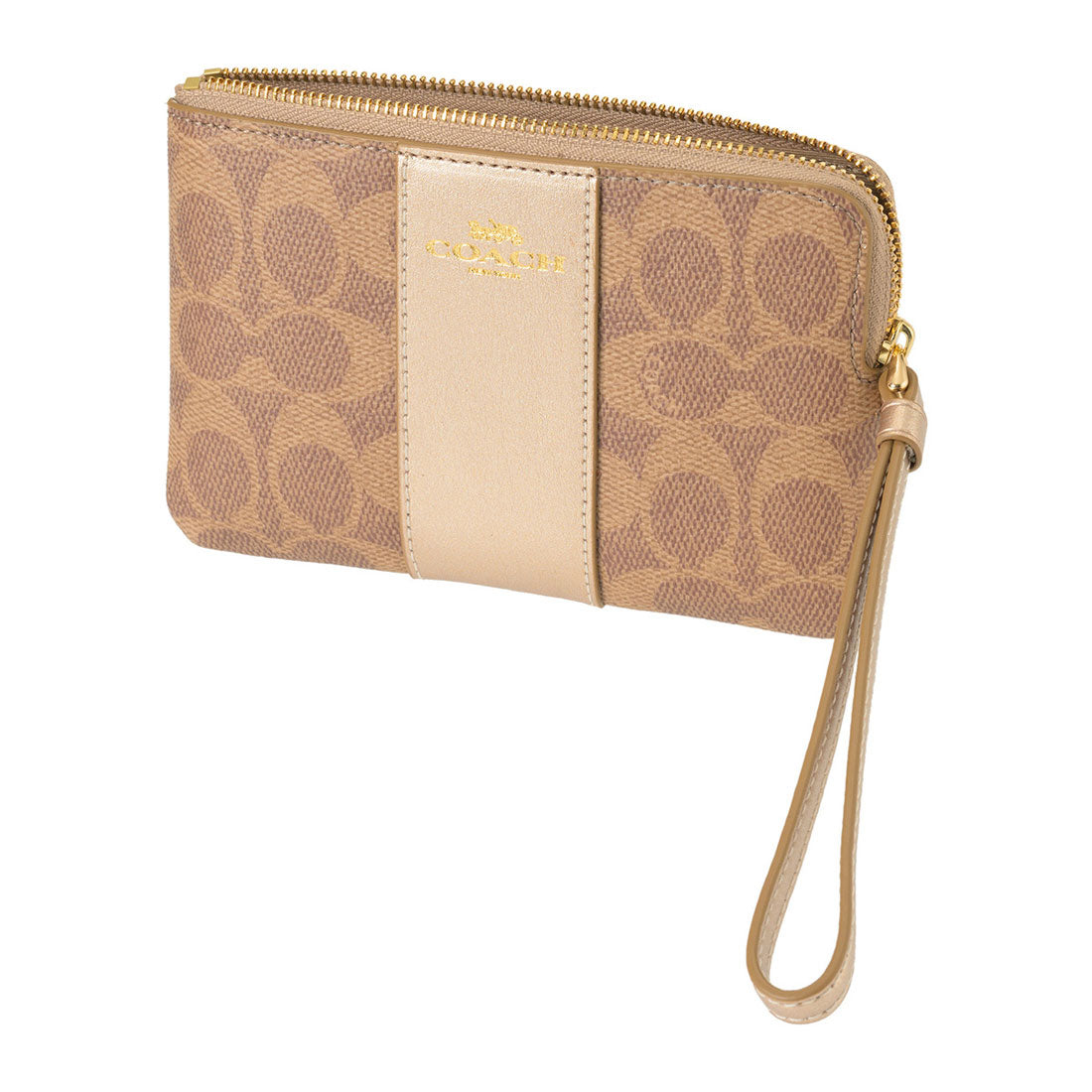 COACH COACH Pouch Signature Canvas Corner Zip Wristlet CX255 IMXD3 TAN