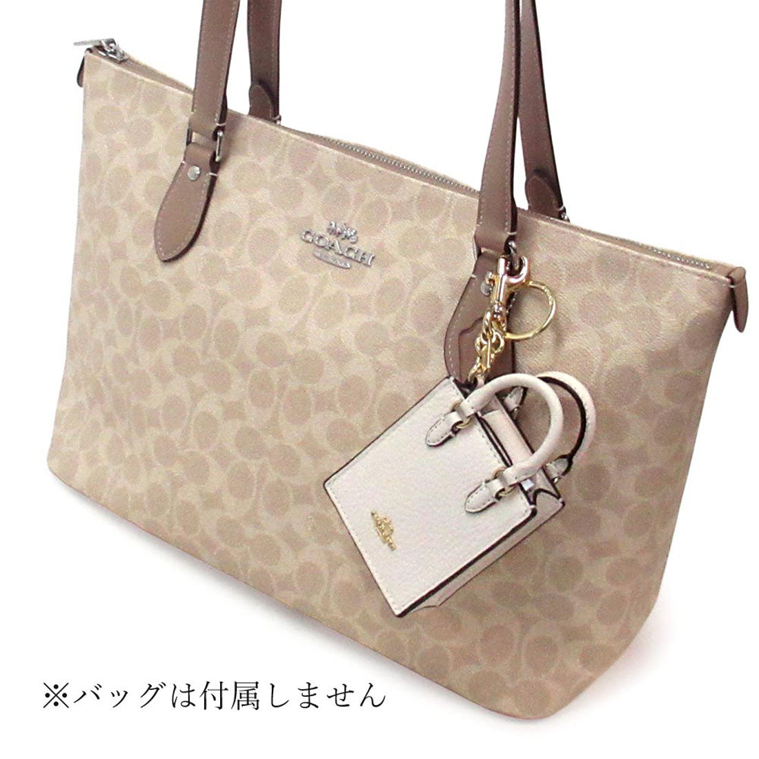 COACH ミニトート型レザーキーホルダー COACH COACH COACH Keychain COACH Outlet leather Mini Tote Bag Charm Ke