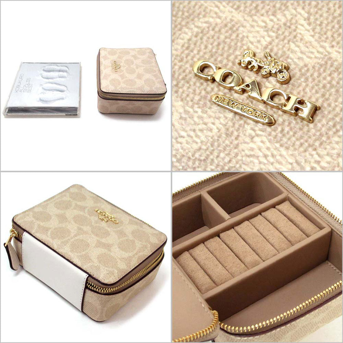 コーチ COACH コーチ ジュエリーBOX COACH アウトレット シグネチャー キャンバス ラージ ジュエリー ボックス ミラー付き 収納 アクセサリーケース CZ199 IMXDM （サンド×チョーク） サンド×チョーク