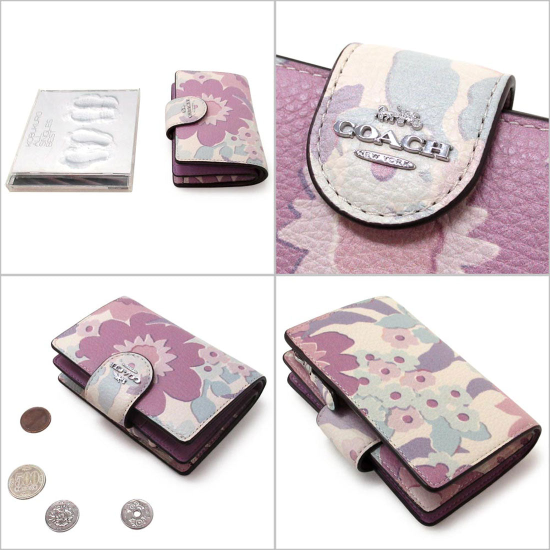 コーチ COACH コーチ 財布 COACH アウトレット ミディアム コーナー ジップ ウォレット フローラル プリント 花柄 二つ折り財布 CBO31 SVIO （アイボリーマルチ） アイボリーマルチ