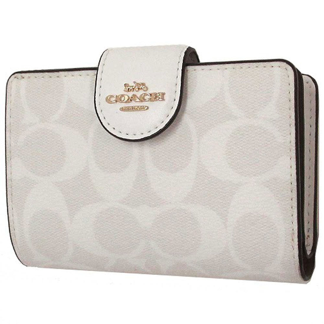 コーチ COACH コーチ 財布 COACH アウトレット シグネチャー キャンバス ミディアム コーナー ジップ ウォレット 二つ折り財布  C0082 IMRFF,チョーク×グレイシャーホワイト