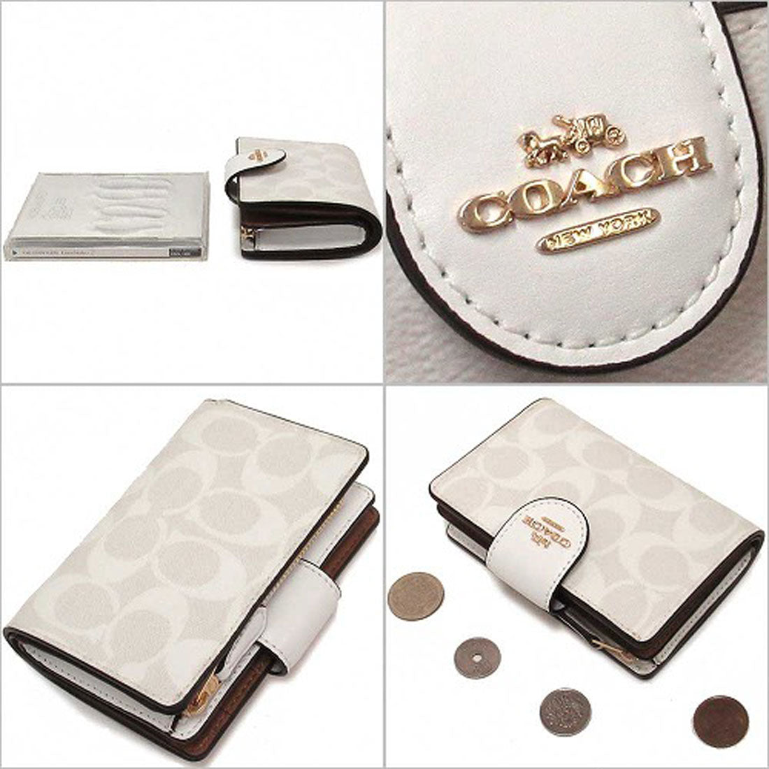 コーチ COACH コーチ 財布 COACH アウトレット シグネチャー キャンバス ミディアム コーナー ジップ ウォレット 二つ折り財布  C0082 IMRFF