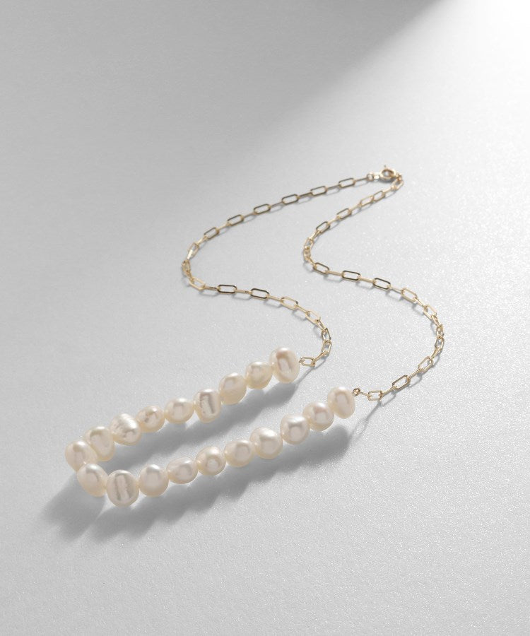 ココシュニック COCOSHNIK K10バロックパール ケーブルチェーンネックレス （イエローゴールド(106)） イエローゴールド(106)