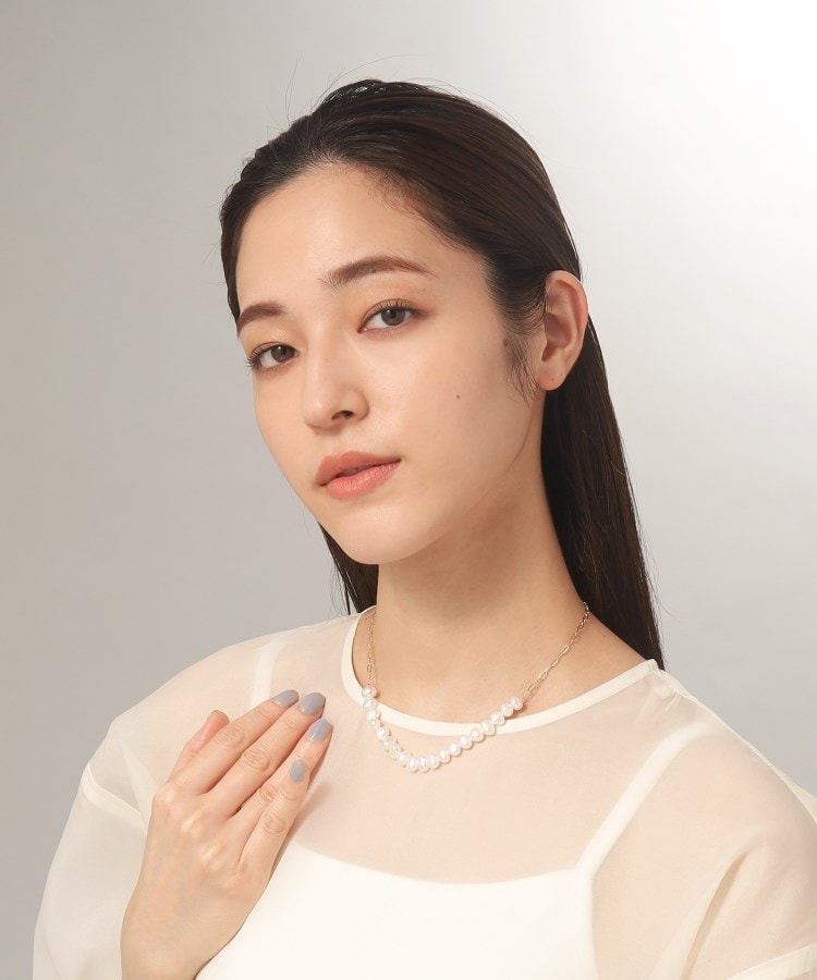 ココシュニック COCOSHNIK K10バロックパール ケーブルチェーンネックレス （イエローゴールド(106)） イエローゴールド(106)