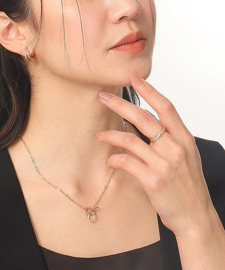 ココシュニック COCOSHNIK K10ロングハーフラウンドダブルマンテル ネックレス （イエローゴールド(100)） イエローゴールド(100)