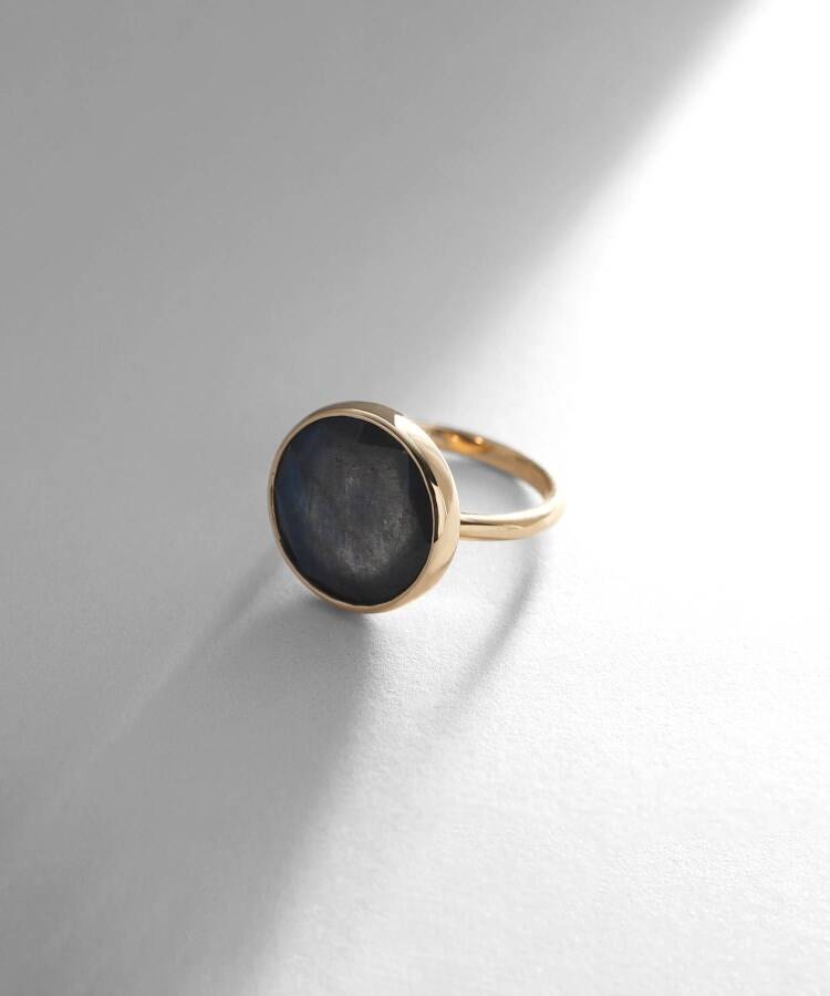 ココシュニック COCOSHNIK K10ラブラドライト ラウンドローズカット リング （イエローゴールド(136)） イエローゴールド(136)