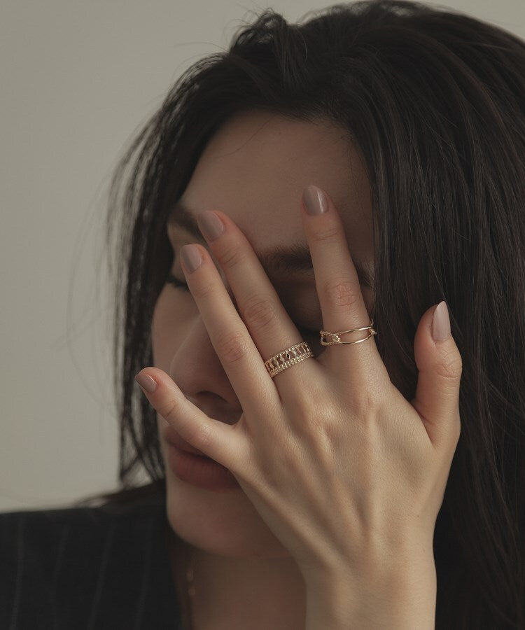 ココシュニック COCOSHNIK K10ダイヤモンド ロープPCチェーン リング大 （アイボリー(104)） アイボリー(104)