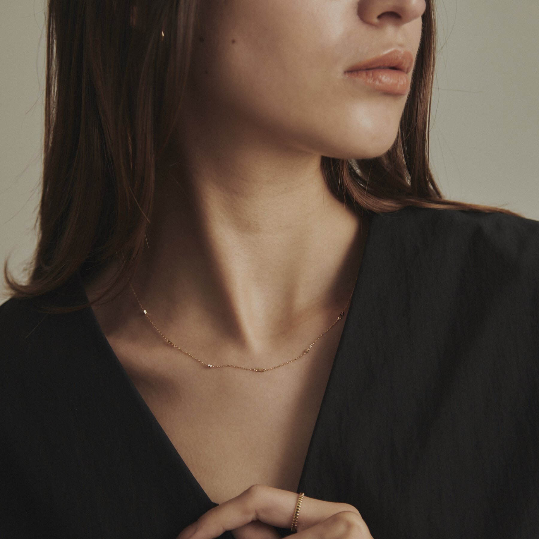 ココシュニック COCOSHNIK K18フラットキヘイ×カットビーズ ネックレス （イエローゴールド(100)） イエローゴールド(100)