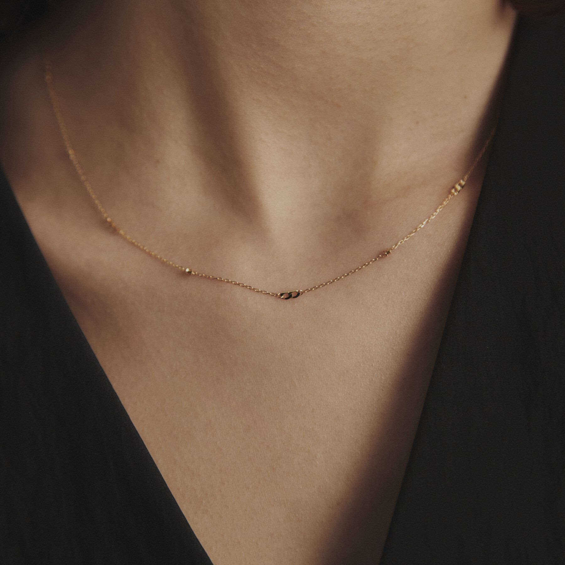 ココシュニック COCOSHNIK K18フラットキヘイ×カットビーズ ネックレス （イエローゴールド(100)） イエローゴールド(100)