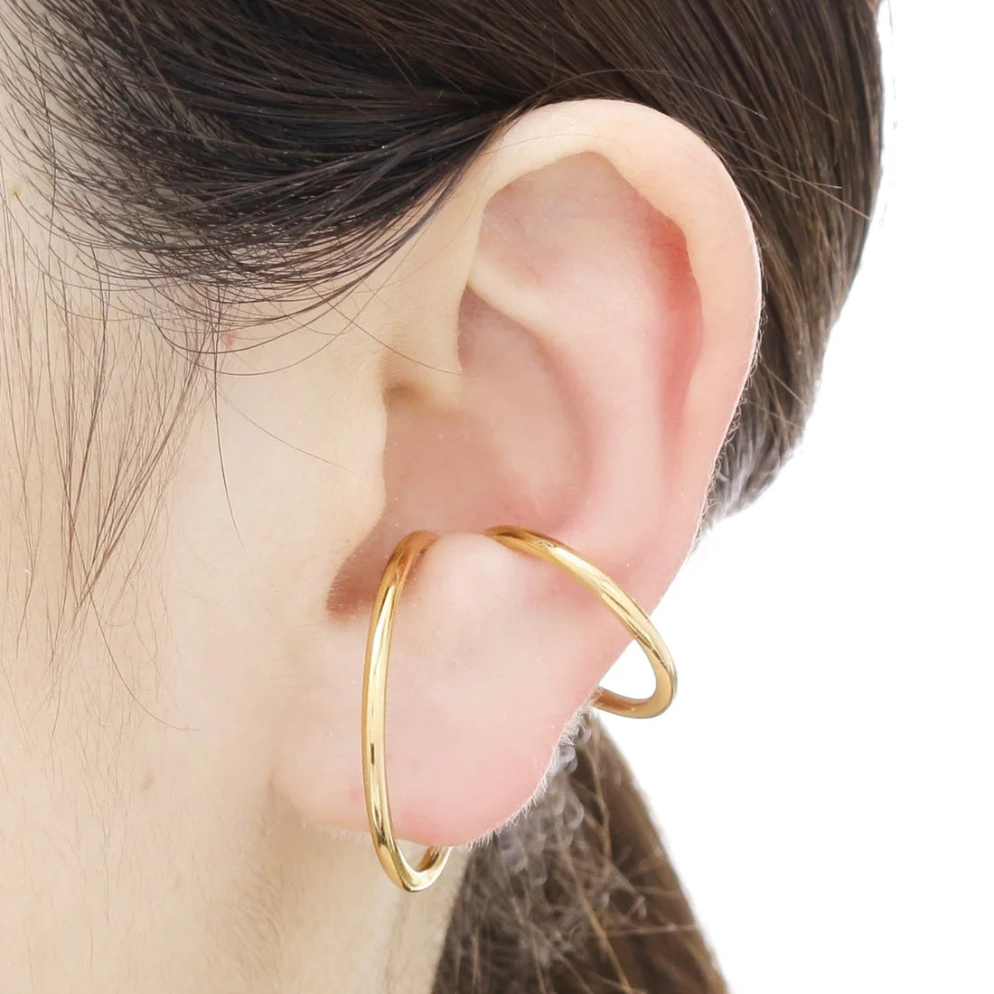 COCOSHNIK Silver Gold Plated Double Hoop Ear Cuff