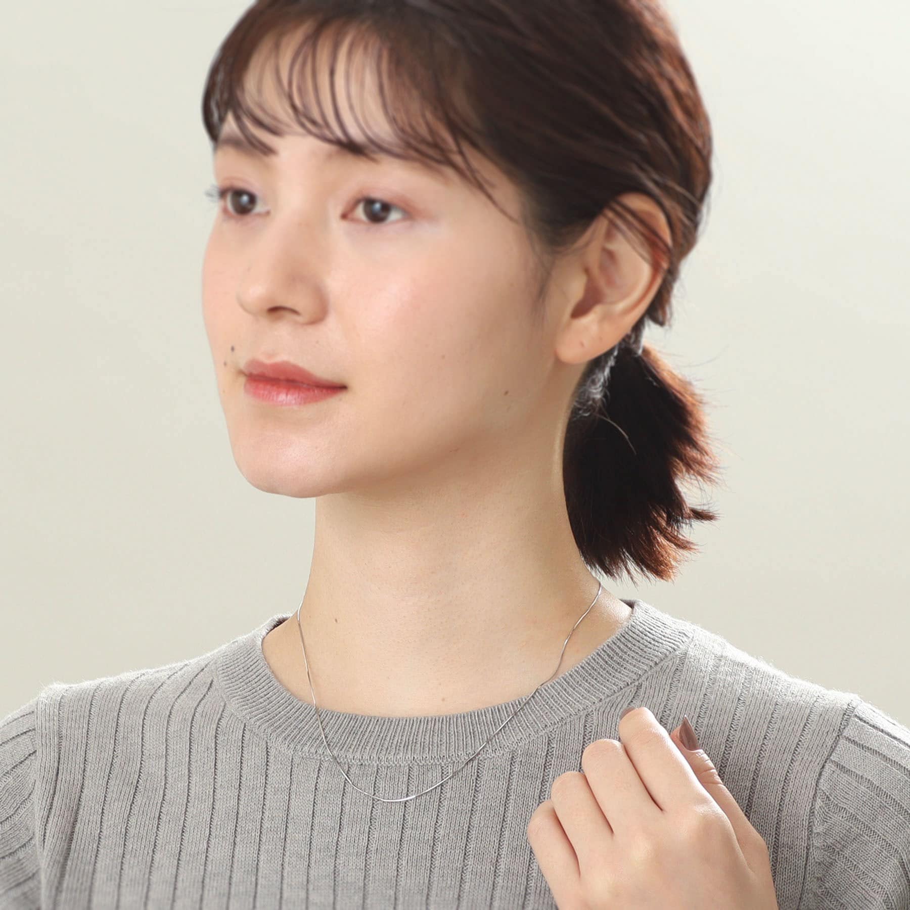 ココシュニック COCOSHNIK コンパクトチェーン　ネックレス（WG） (ホワイトゴールド) ホワイトゴールド(200)