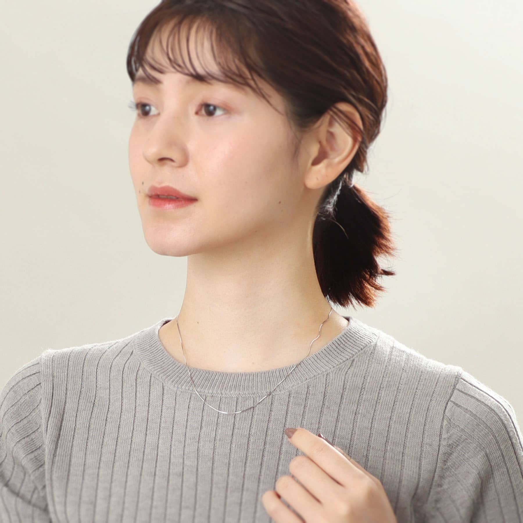 ココシュニック COCOSHNIK コンパクトチェーン　ネックレス（WG） (ホワイトゴールド) ホワイトゴールド(200)