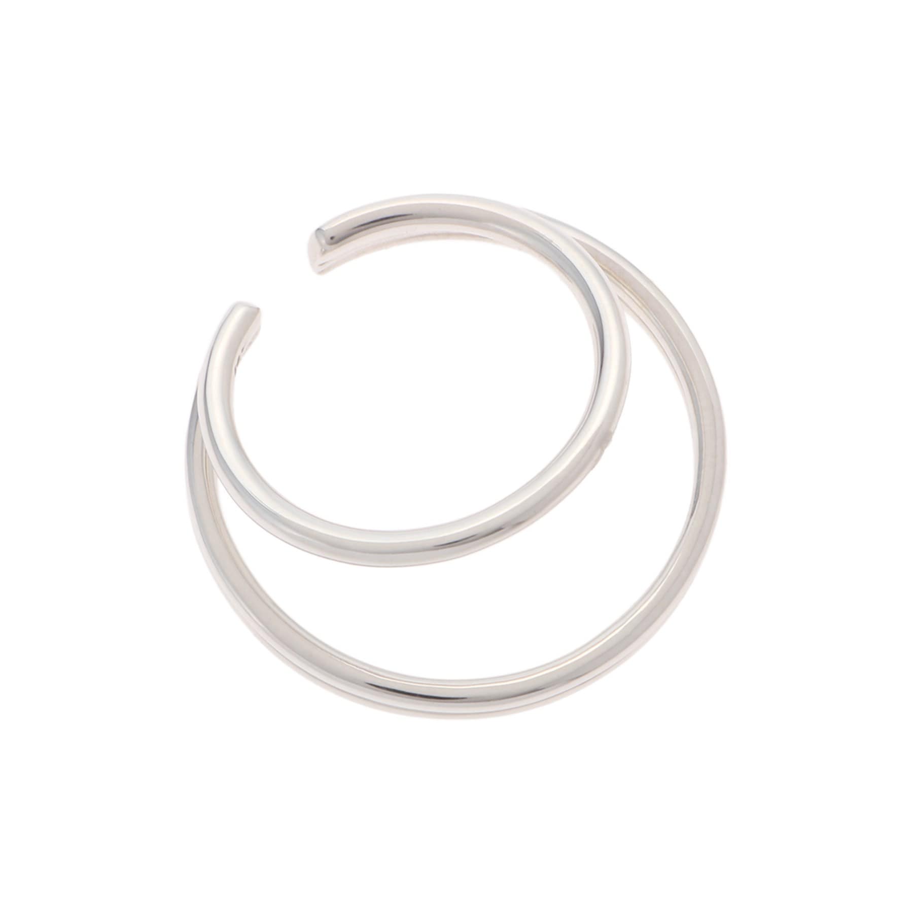 ココシュニック COCOSHNIK ラスティングシルバー　ダブルフープ2連　イヤーカフ